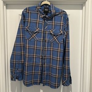 5.11 Men’s Blue and Tan Plaid/Checkered Button Down Shirt Mens Large